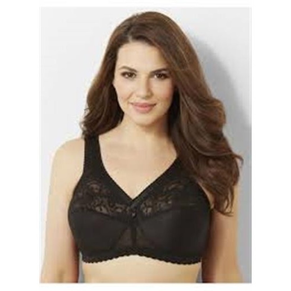 NWOT Glamorise 56J Magic Lift Full Figure Support Bra 1000 Black 120592